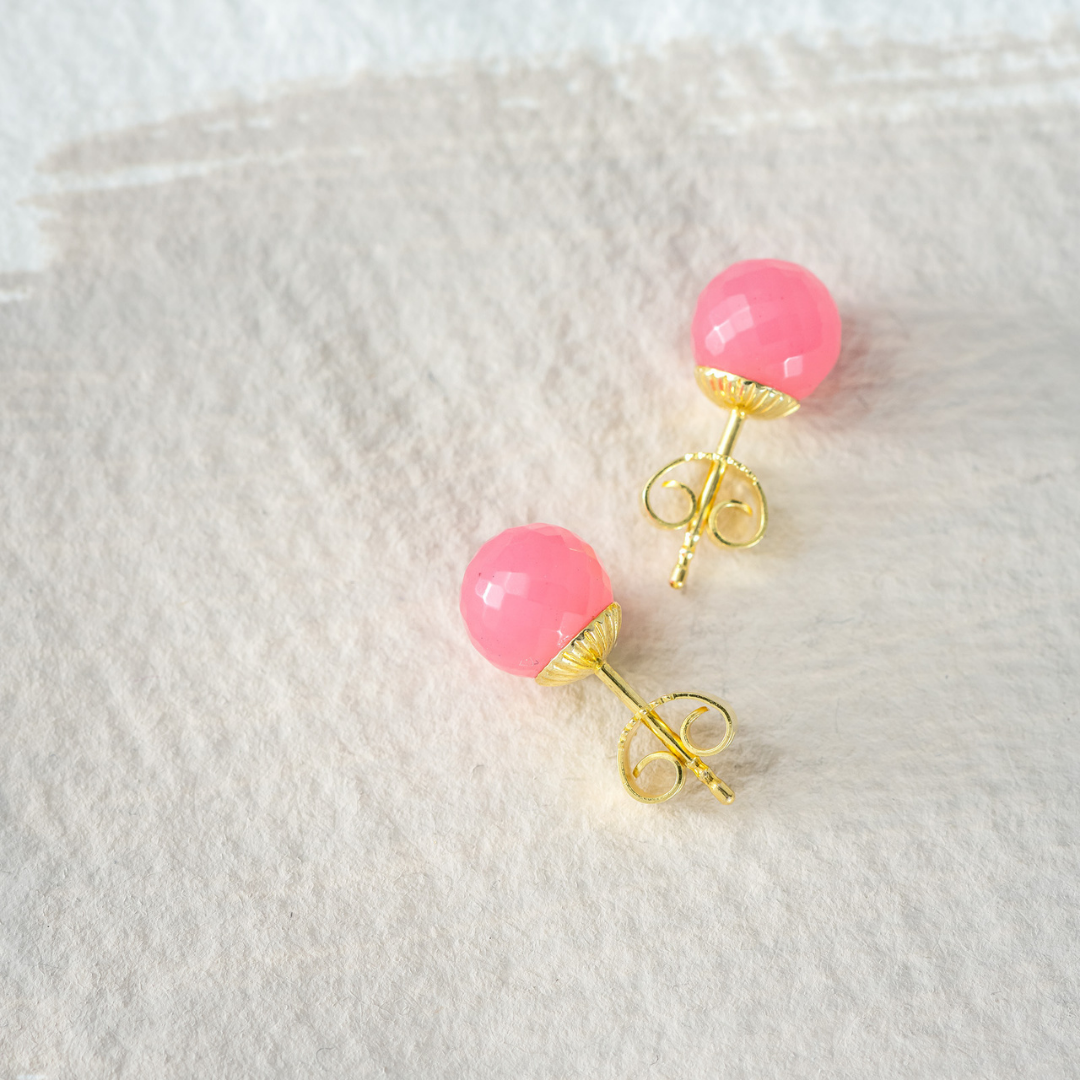 Chalcedon hot pink Stecker 8mm