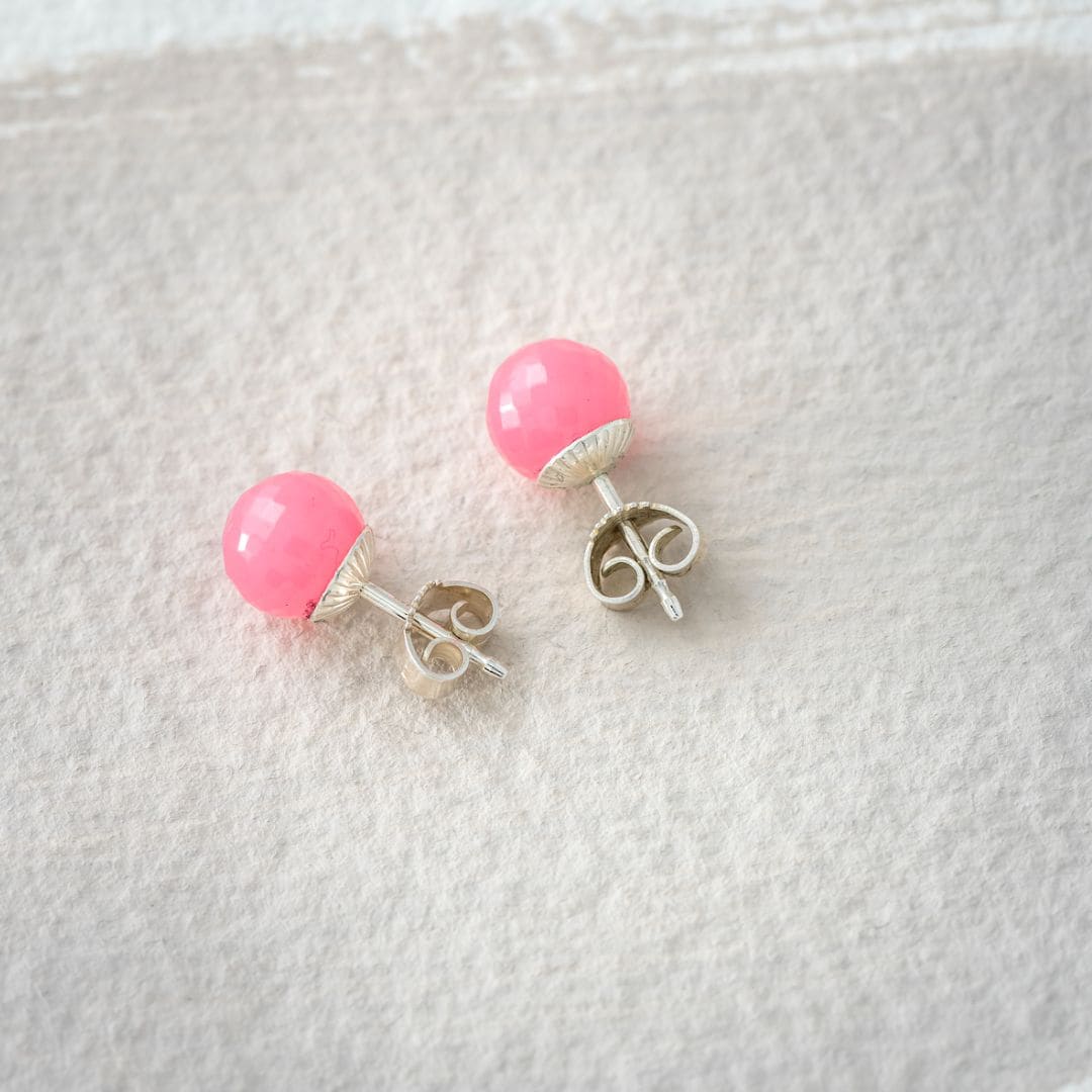 Chalcedon hot pink Stecker 8mm